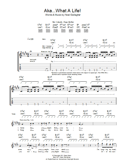 Download Noel Gallagher's High Flying Birds AKA... What A Life! Sheet Music