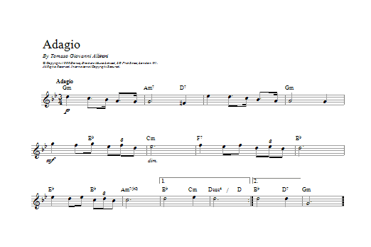 Tomaso Albinoni Adagio in G Minor sheet music notes printable PDF score