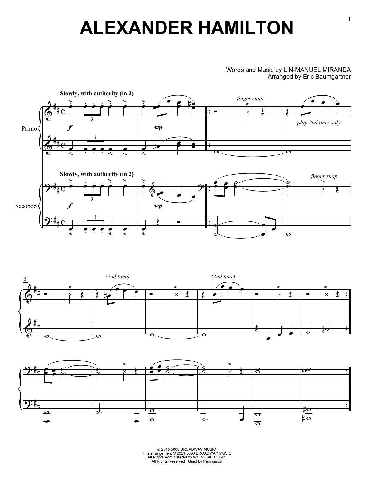 Download Lin-Manuel Miranda Alexander Hamilton (from Hamilton) (arr Sheet Music