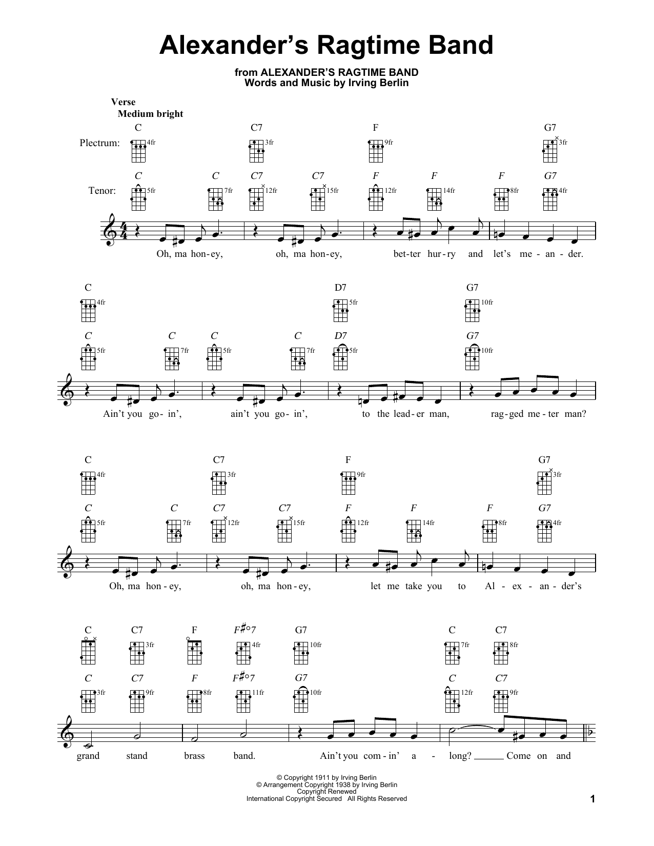 Download Irving Berlin Alexander's Ragtime Band Sheet Music