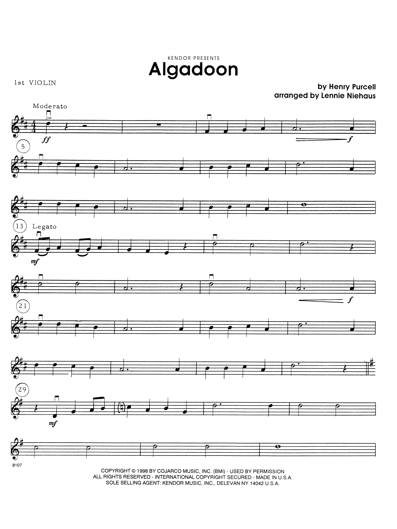 Download Lennie Niehaus Algadoon - 1st Violin Sheet Music