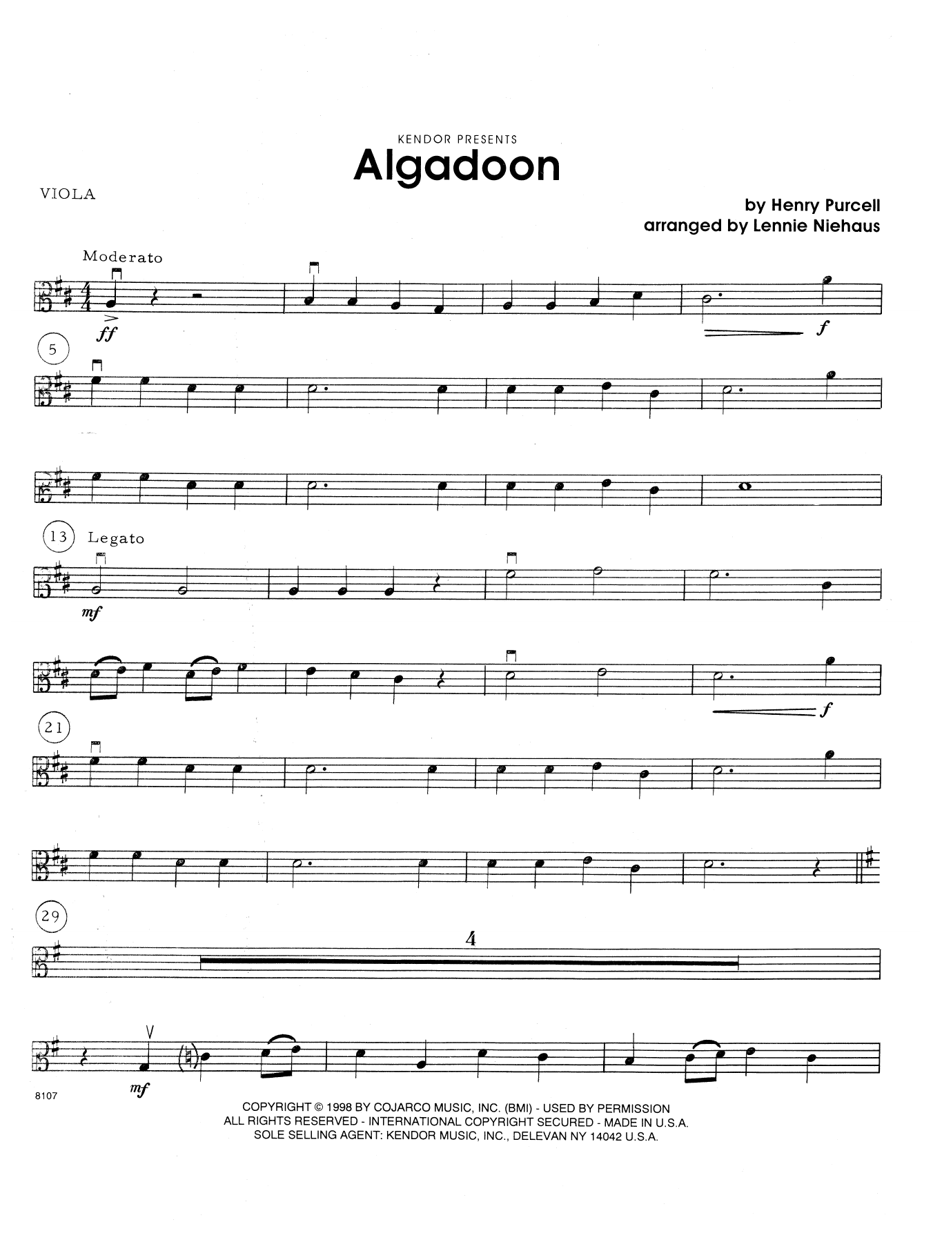 Download Lennie Niehaus Algadoon - Viola Sheet Music