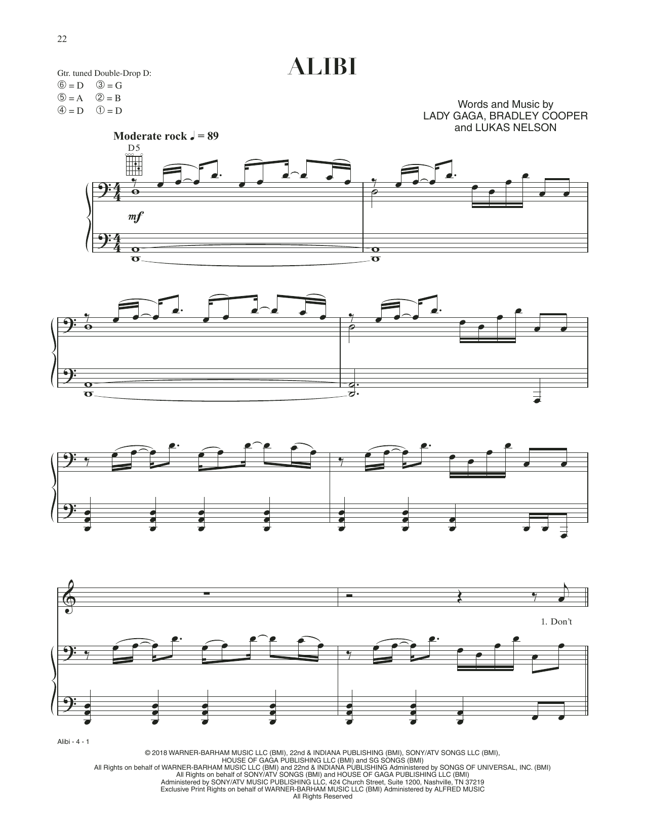 Download Bradley Cooper Alibi (from A Star Is Born) Sheet Music