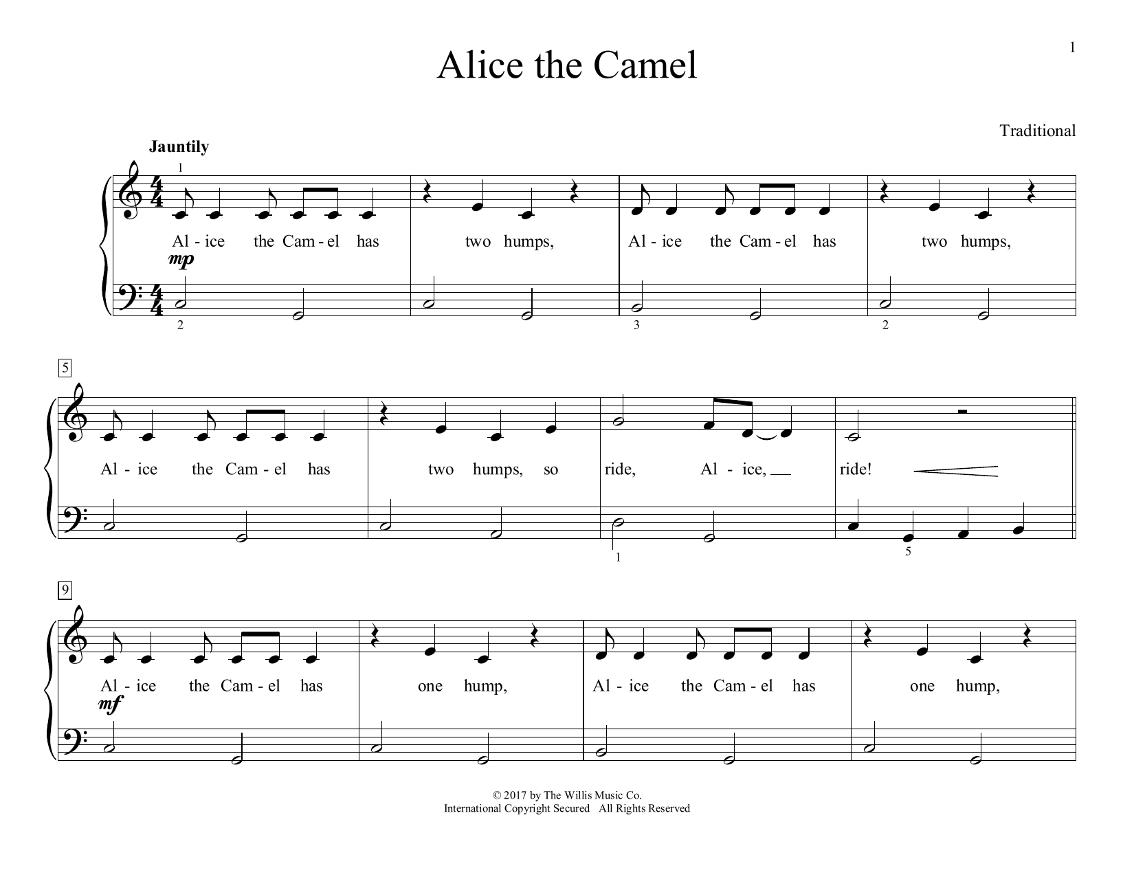 Download Traditional Alice The Camel (arr. Christopher Husse Sheet Music