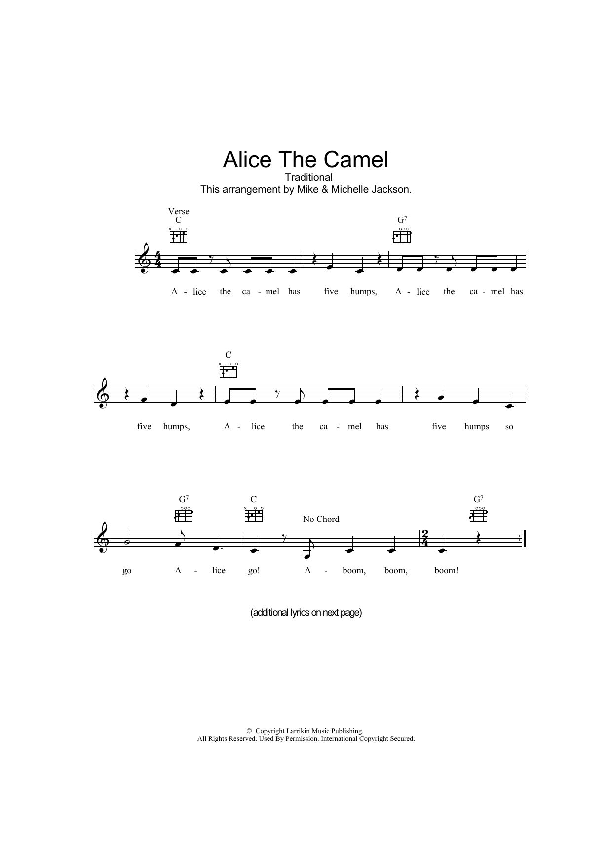 Download Traditional Alice The Camel Sheet Music