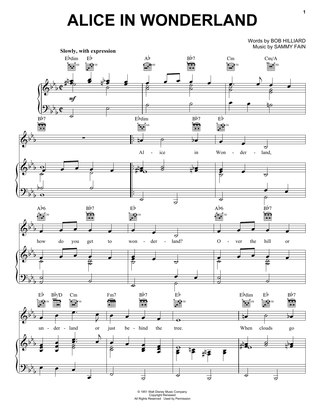 Bill Evans Alice In Wonderland sheet music notes printable PDF score