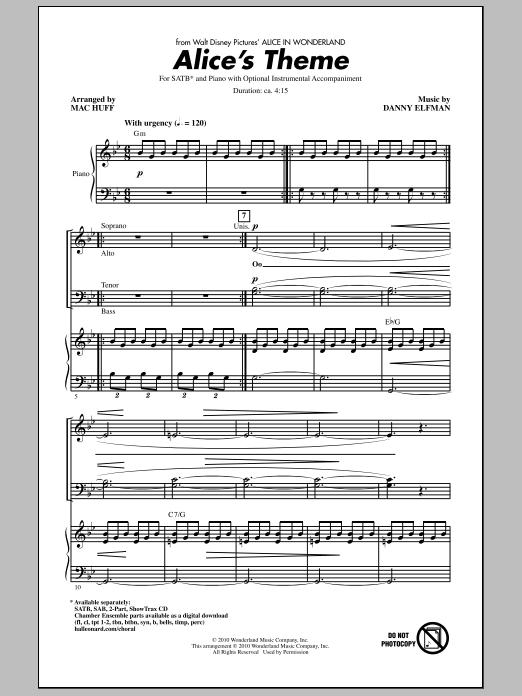 Download Danny Elfman Alice's Theme (from Alice In Wonderland Sheet Music
