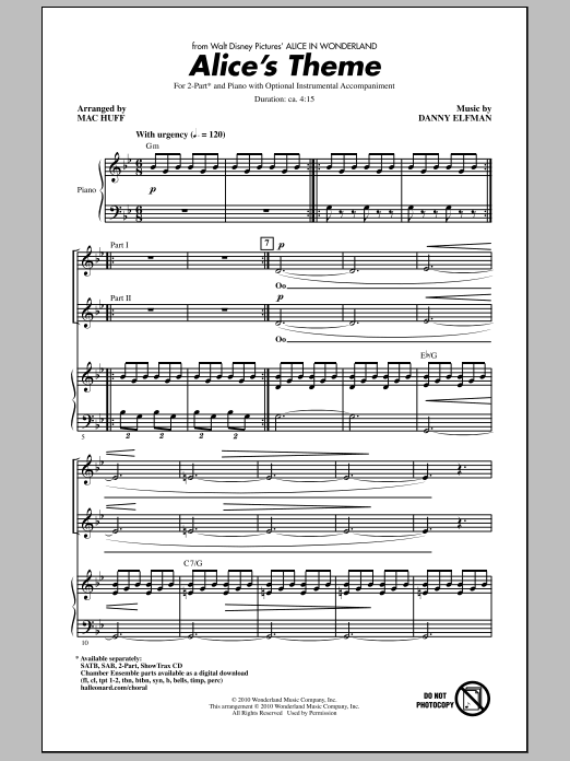 Download Danny Elfman Alice's Theme (from Alice In Wonderland Sheet Music