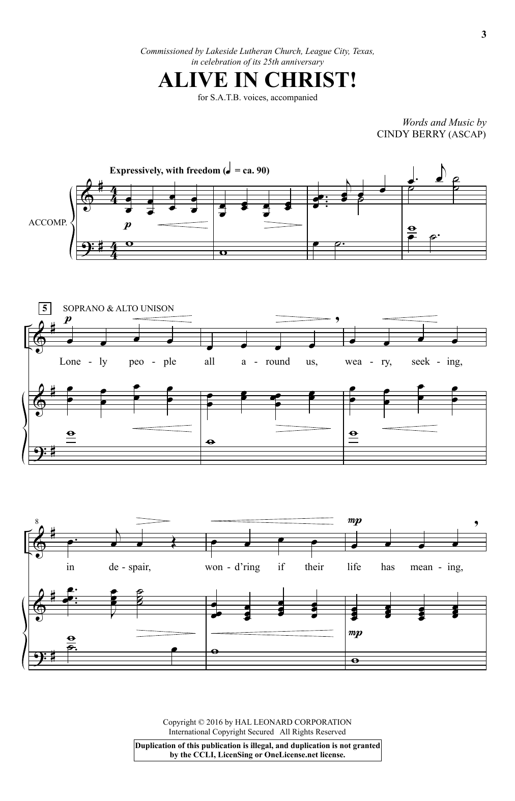 Download Cindy Berry Alive In Christ! Sheet Music