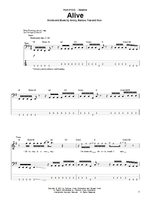 Download P.O.D. (Payable On Death) Alive Sheet Music