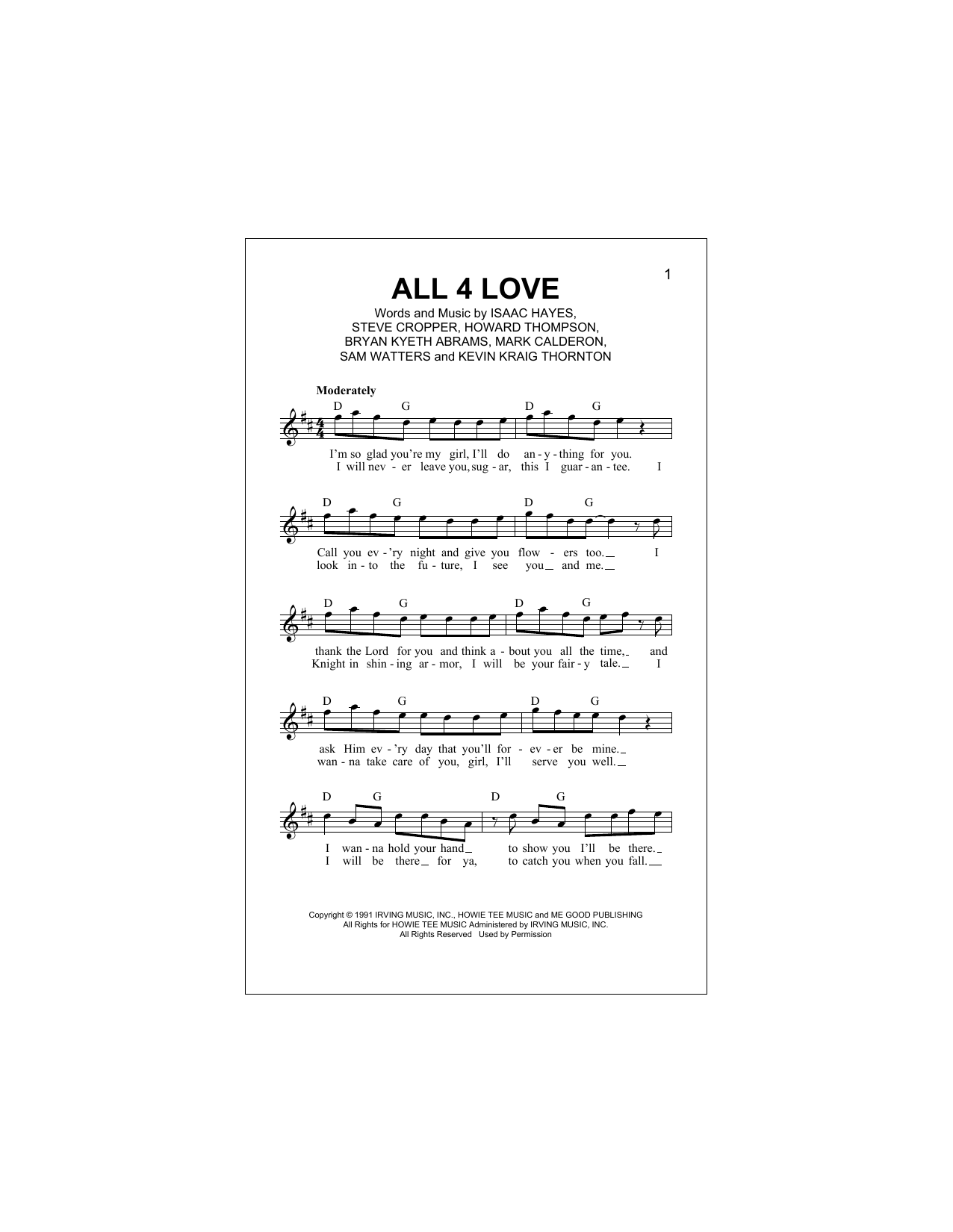 Download Color Me Badd All 4 Love Sheet Music