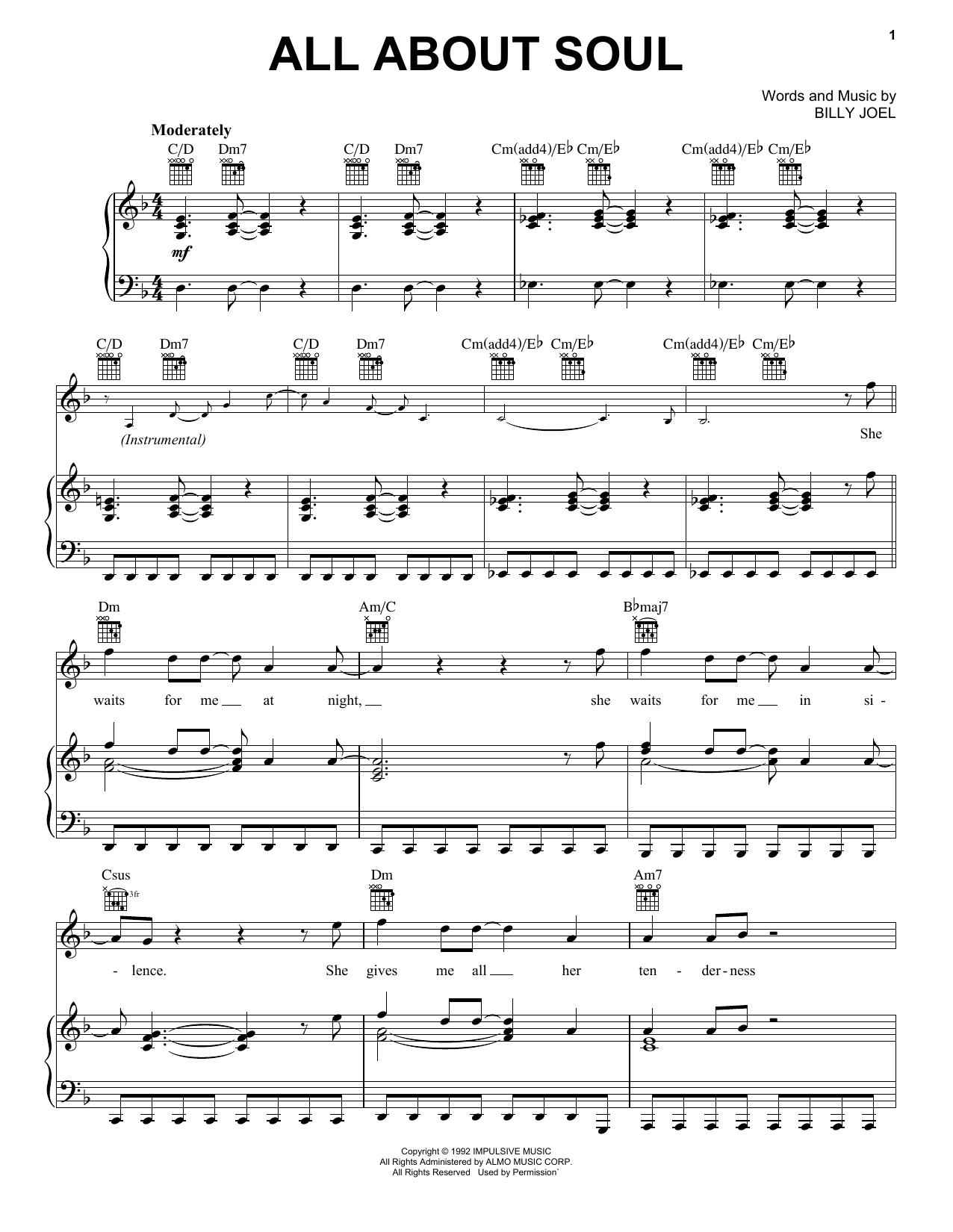 Download Billy Joel All About Soul Sheet Music