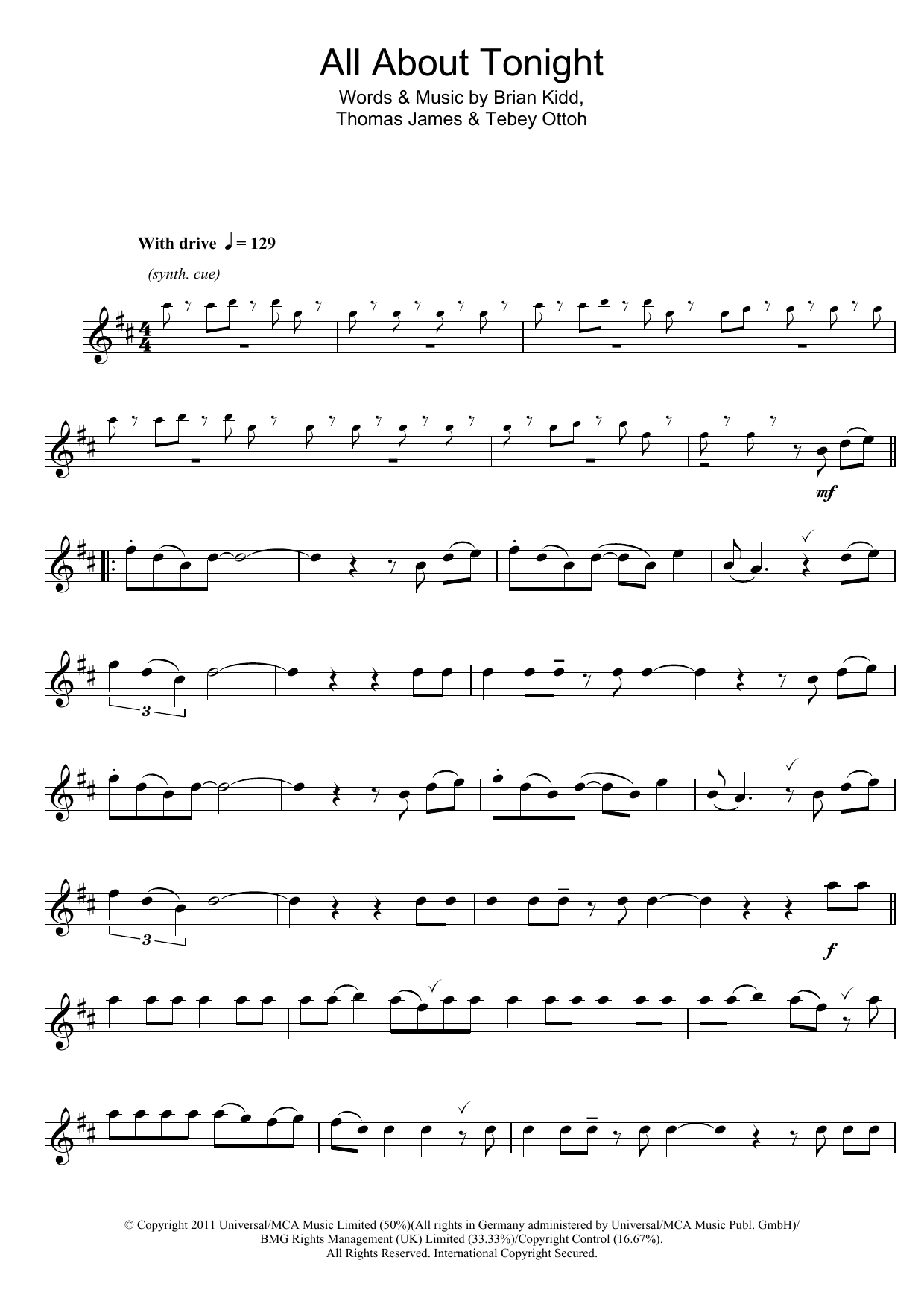 Download Pixie Lott All About Tonight Sheet Music