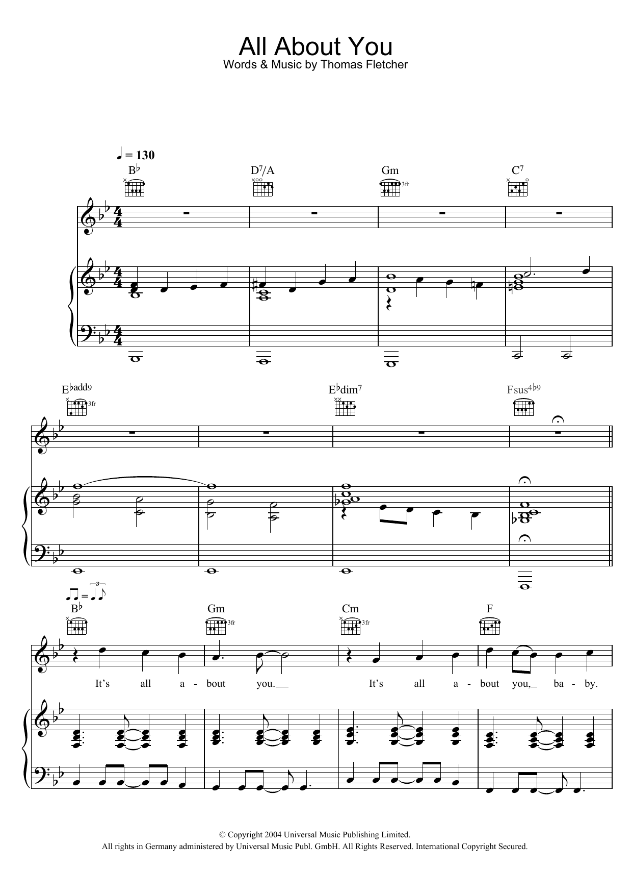 Download McFly All About You Sheet Music