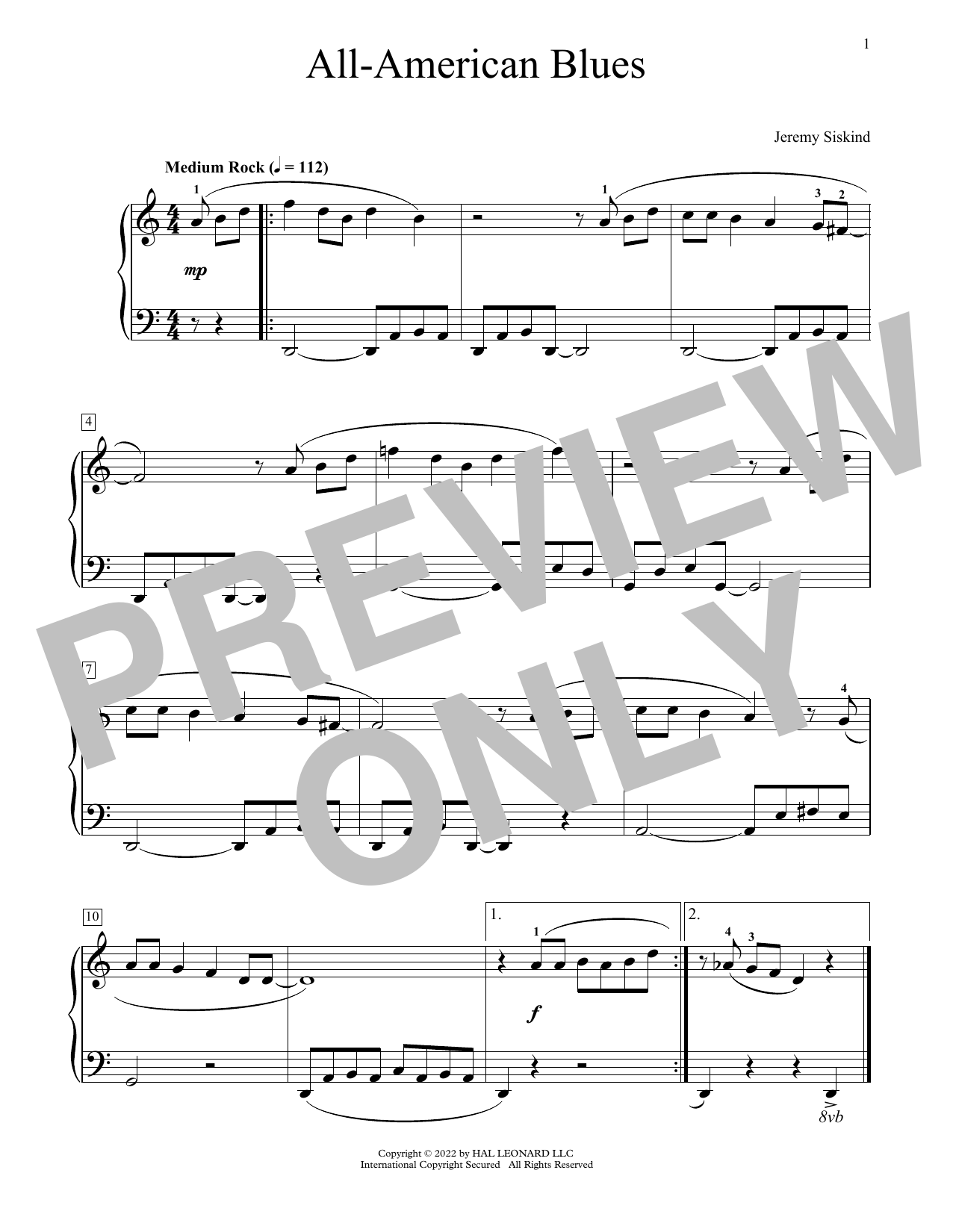 Download Jeremy Siskind All-American Blues Sheet Music