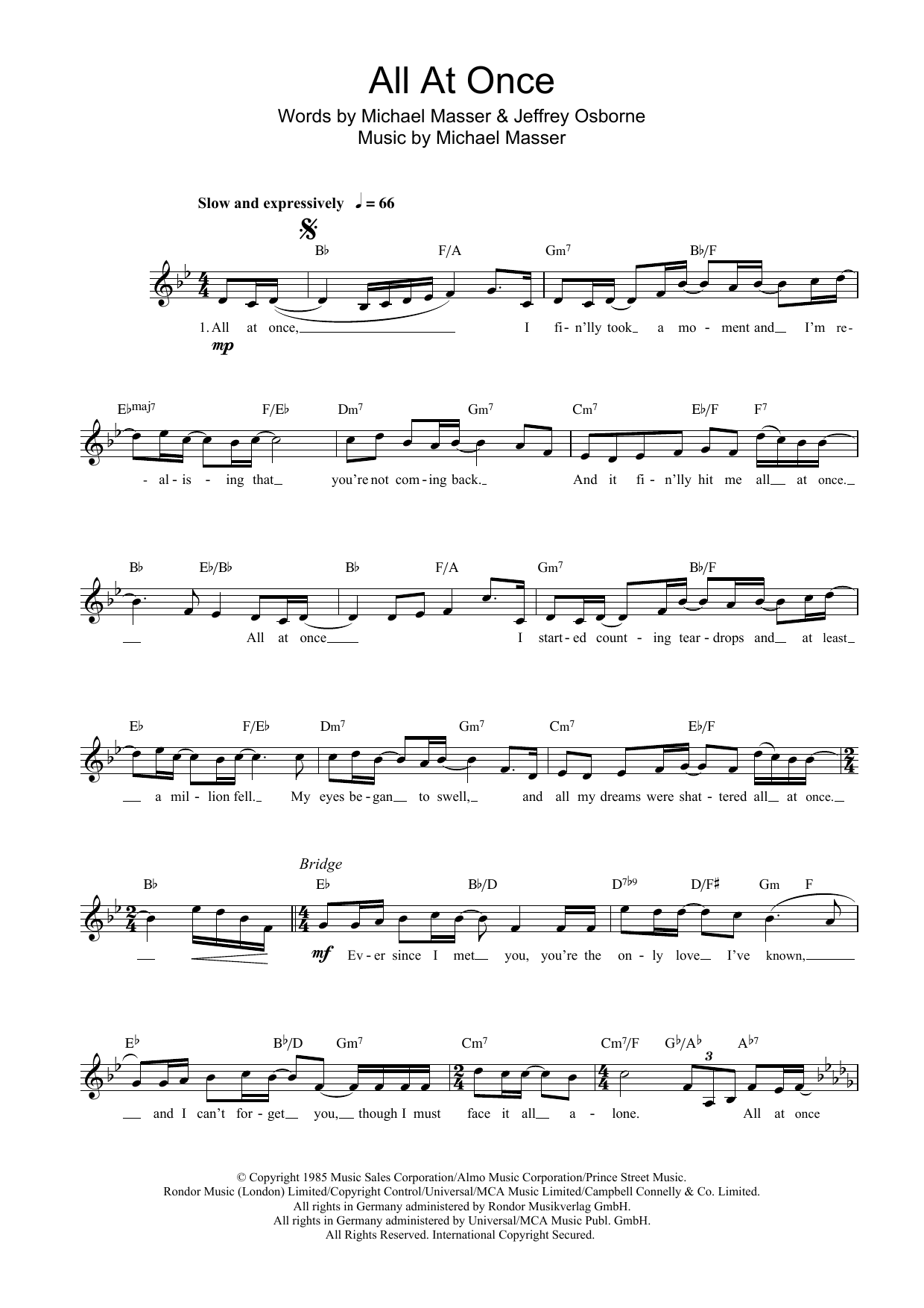 Download Michael Masser All At Once Sheet Music