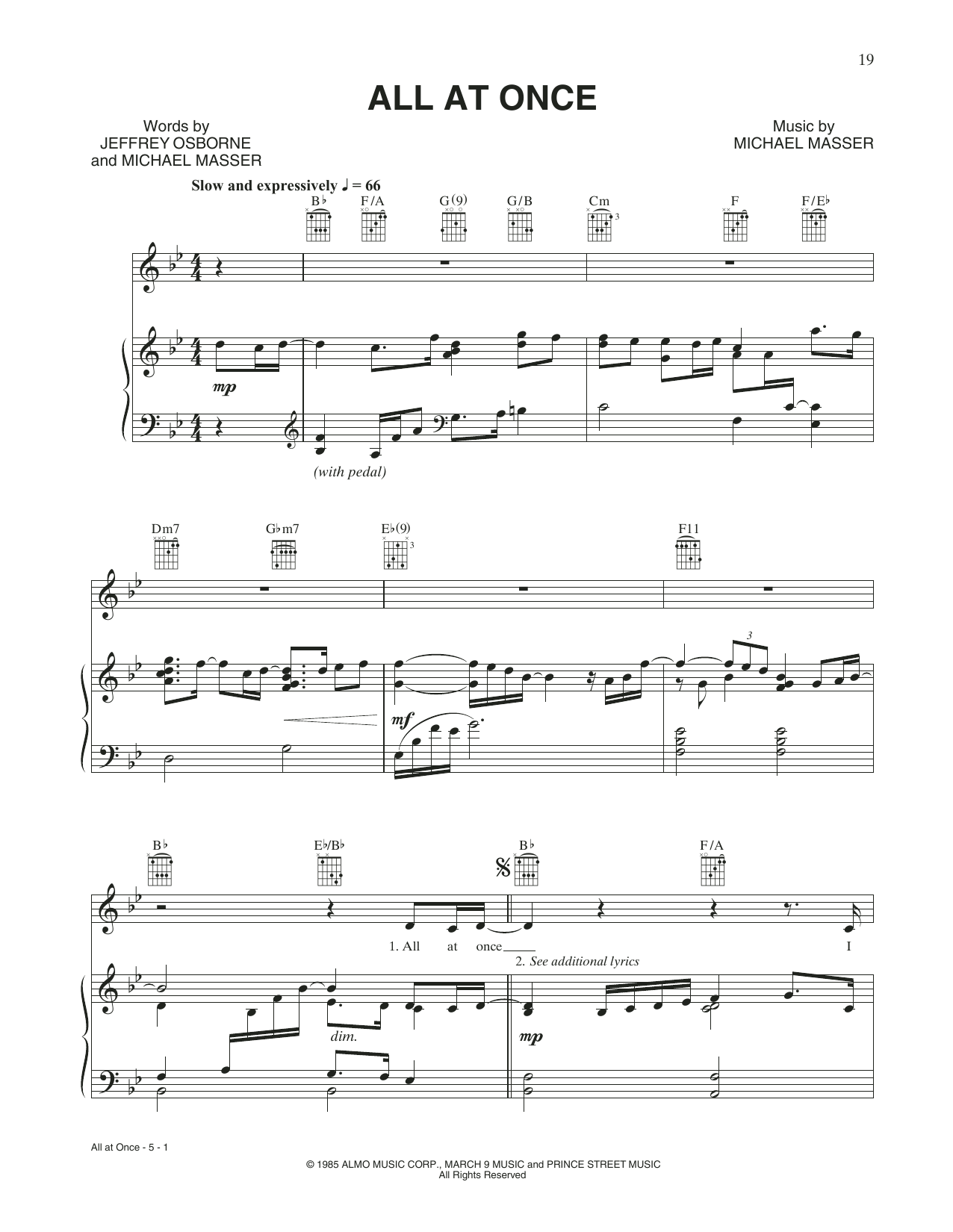 Download Whitney Houston All At Once Sheet Music