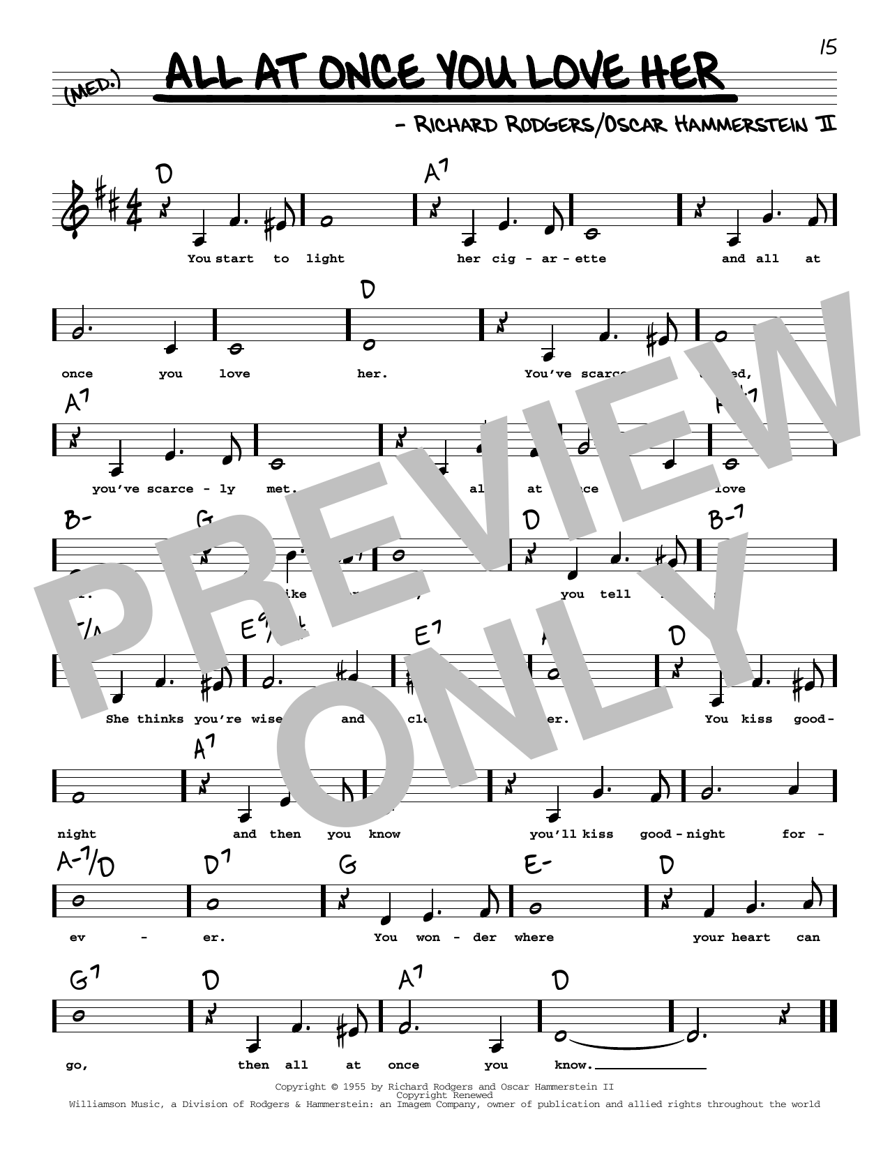 Download Rodgers & Hammerstein All At Once You Love Her (Low Voice) Sheet Music