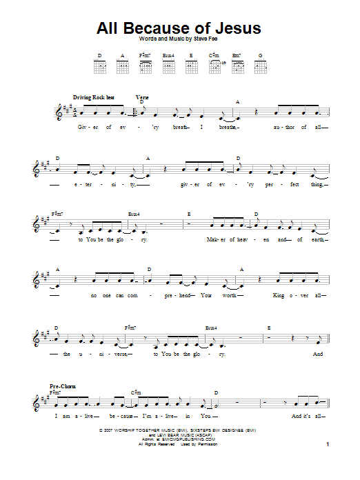 Download Casting Crowns All Because Of Jesus Sheet Music