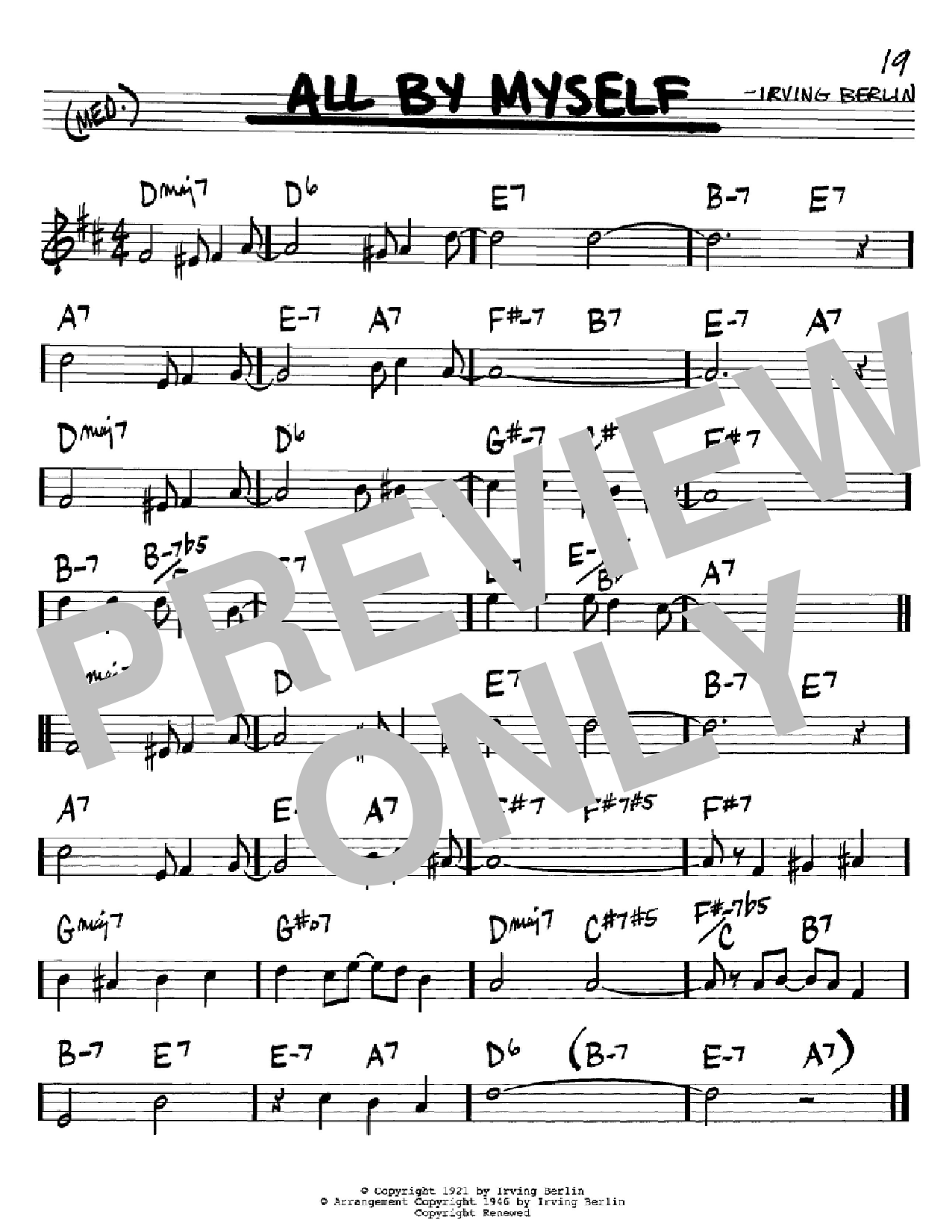 Download Irving Berlin All By Myself Sheet Music