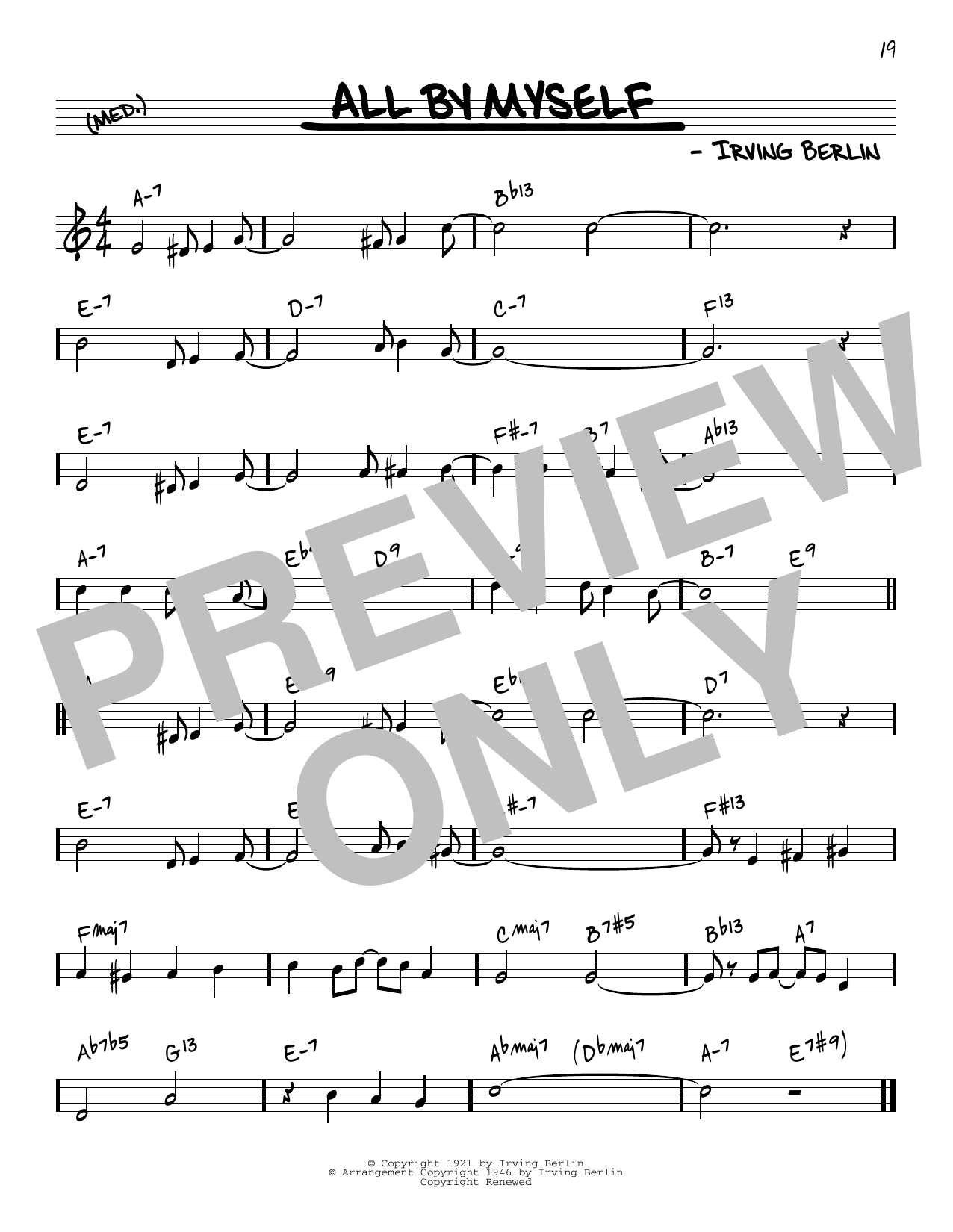 Download Irving Berlin All By Myself [Reharmonized version] (a Sheet Music