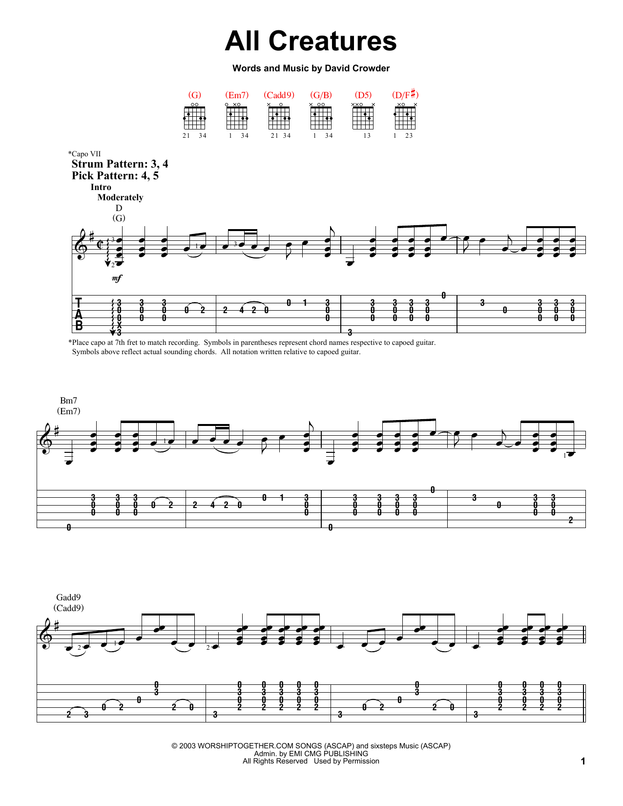 Download David Crowder*Band All Creatures Of Our God And King Sheet Music