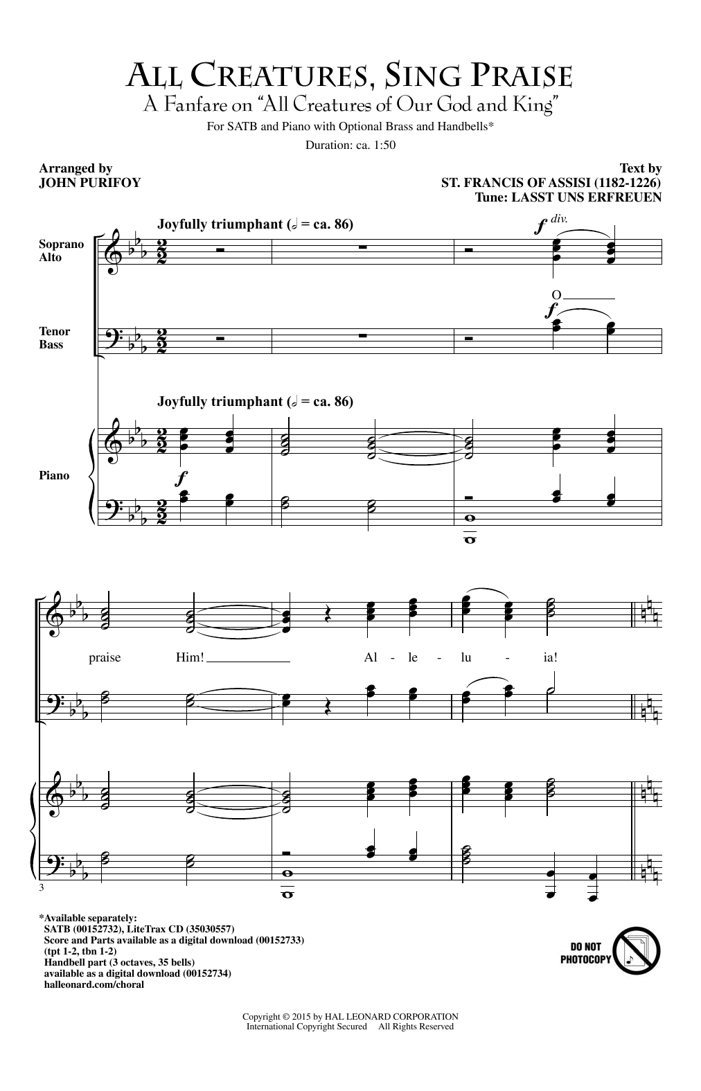Download Traditional All Creatures, Sing Praise (arr. John P Sheet Music