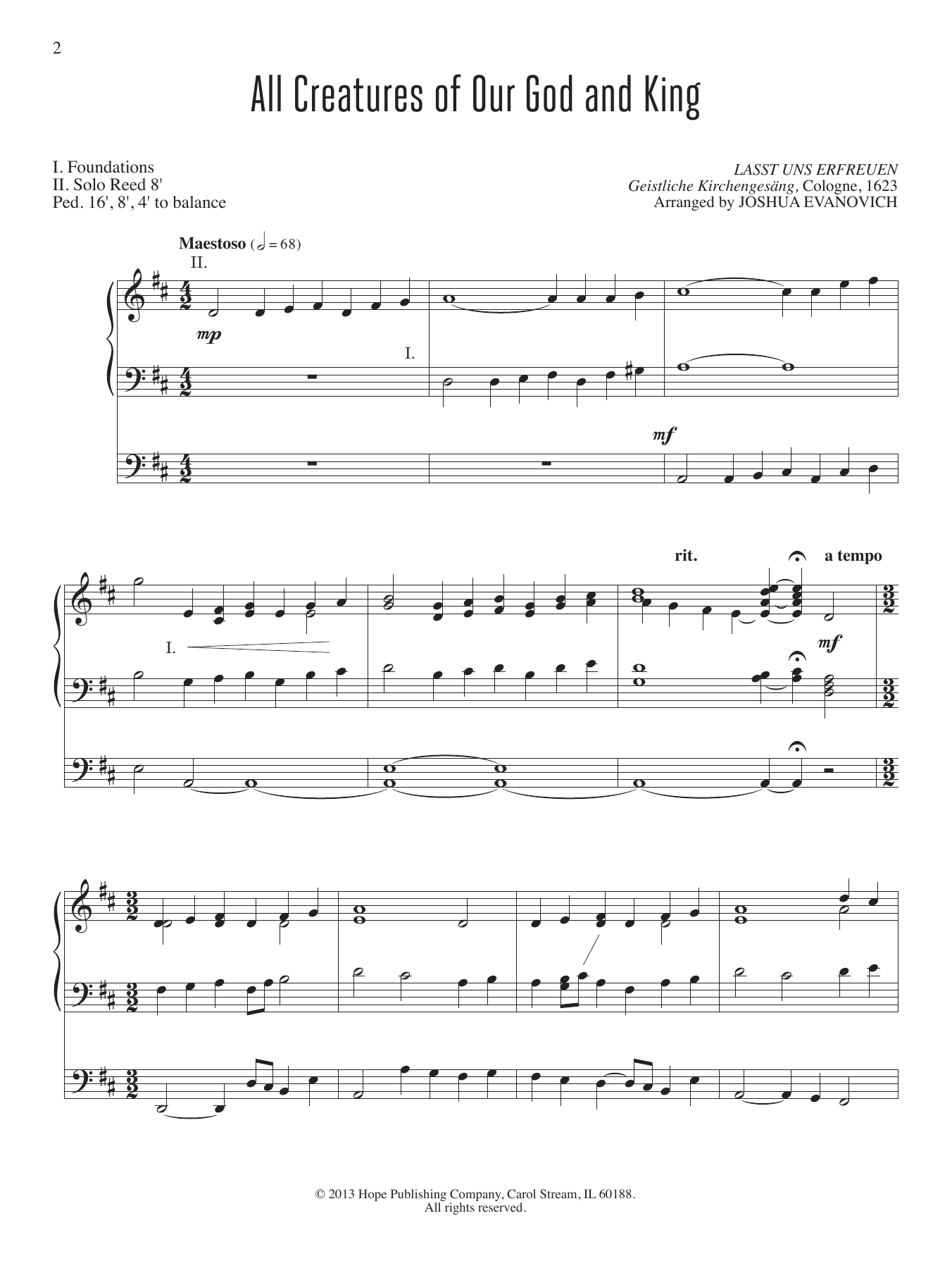 Download Joshua Evanovich All Creatures of Our God And King Sheet Music