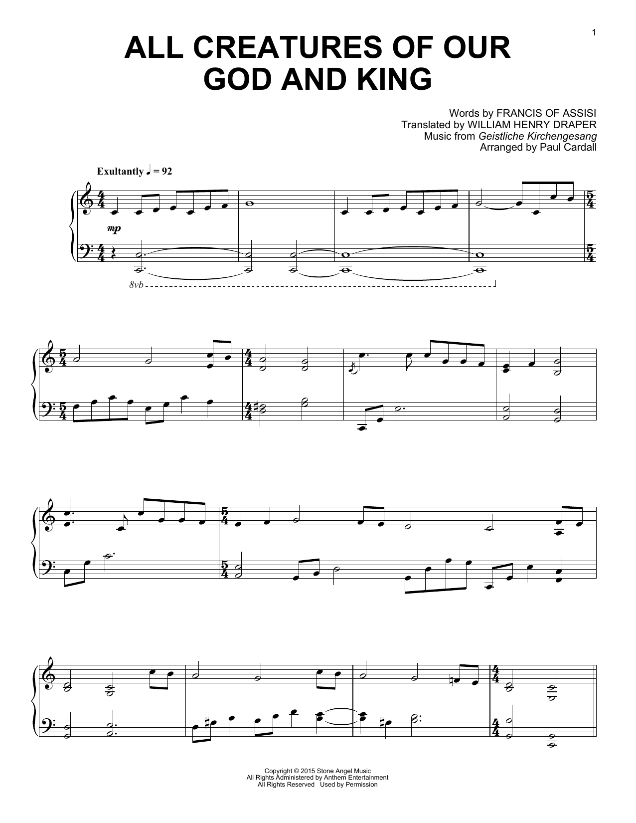 Download Paul Cardall All Creatures Of Our God And King Sheet Music