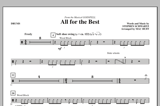 Download Mac Huff All For The Best - Drums Sheet Music