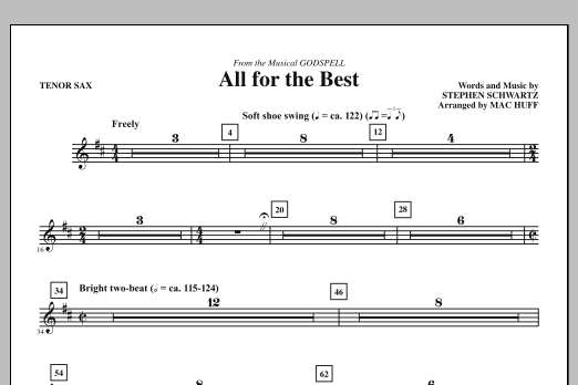 Download Mac Huff All For The Best - Tenor Sax Sheet Music