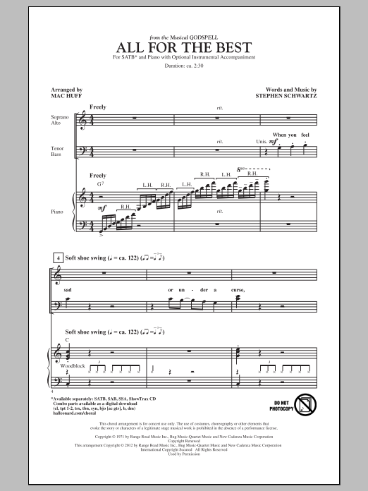 Download Mac Huff All For The Best Sheet Music