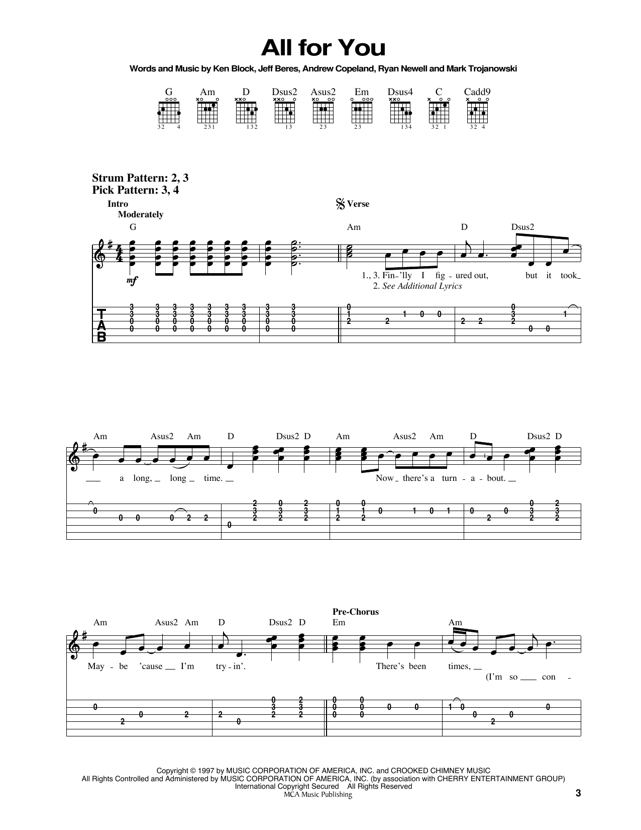 Download Sister Hazel All For You Sheet Music