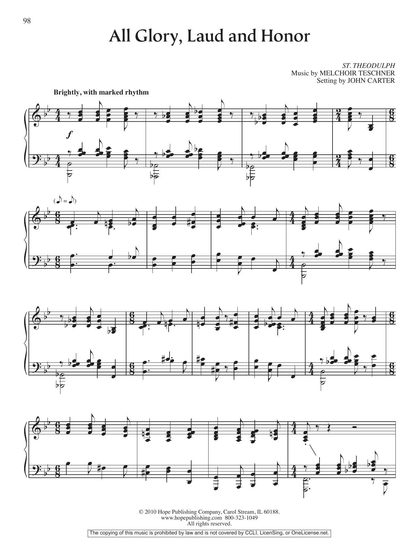 Download John Carter All Glory, Laud and Honor Sheet Music