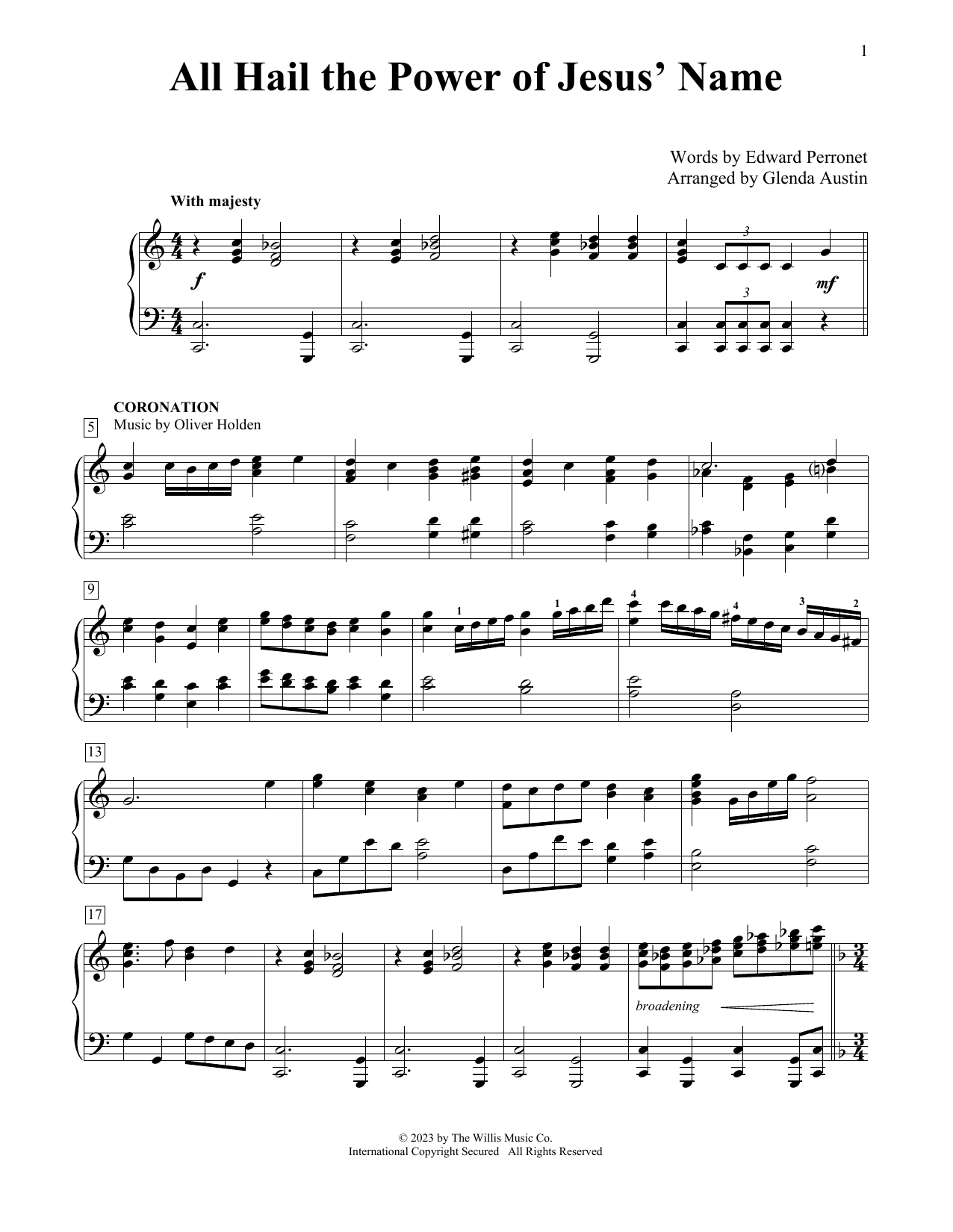 Download John Rippon All Hail The Power Of Jesus' Name (arr. Sheet Music