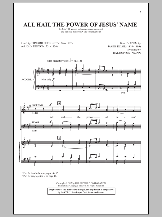 Download Hal Hopson All Hail The Power Of Jesus' Name Sheet Music