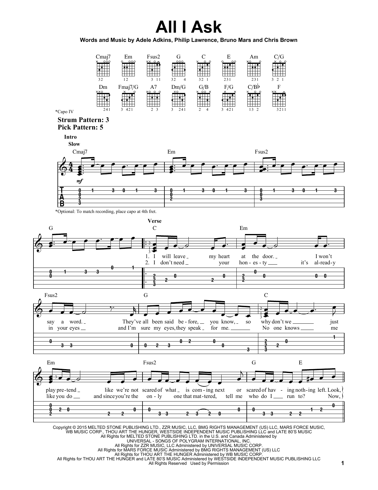Download Adele All I Ask Sheet Music