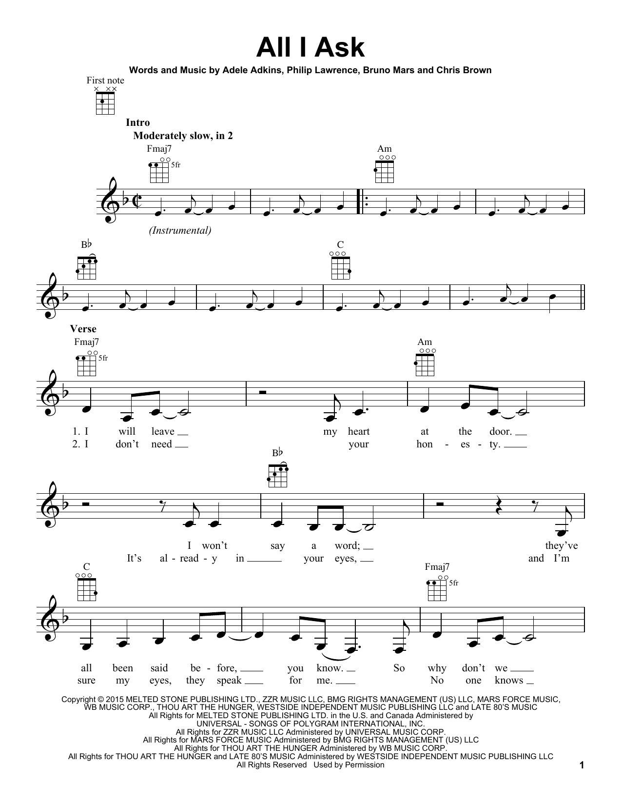 Download Adele All I Ask Sheet Music