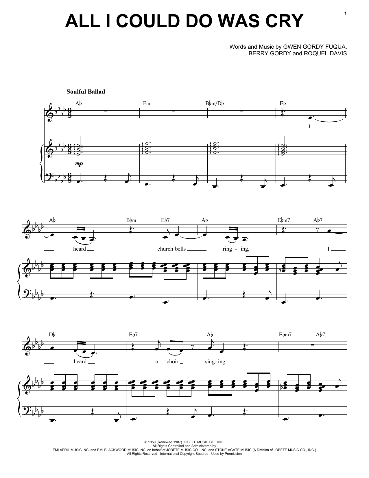 Download Etta James All I Could Do Was Cry Sheet Music
