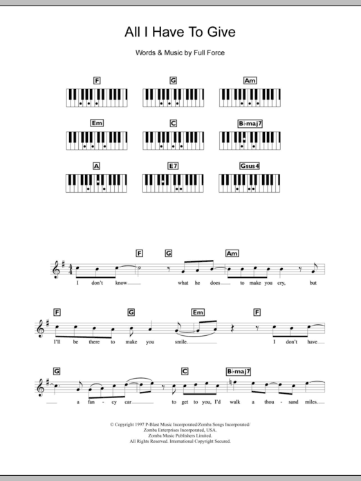 Download Backstreet Boys All I Have To Give Sheet Music