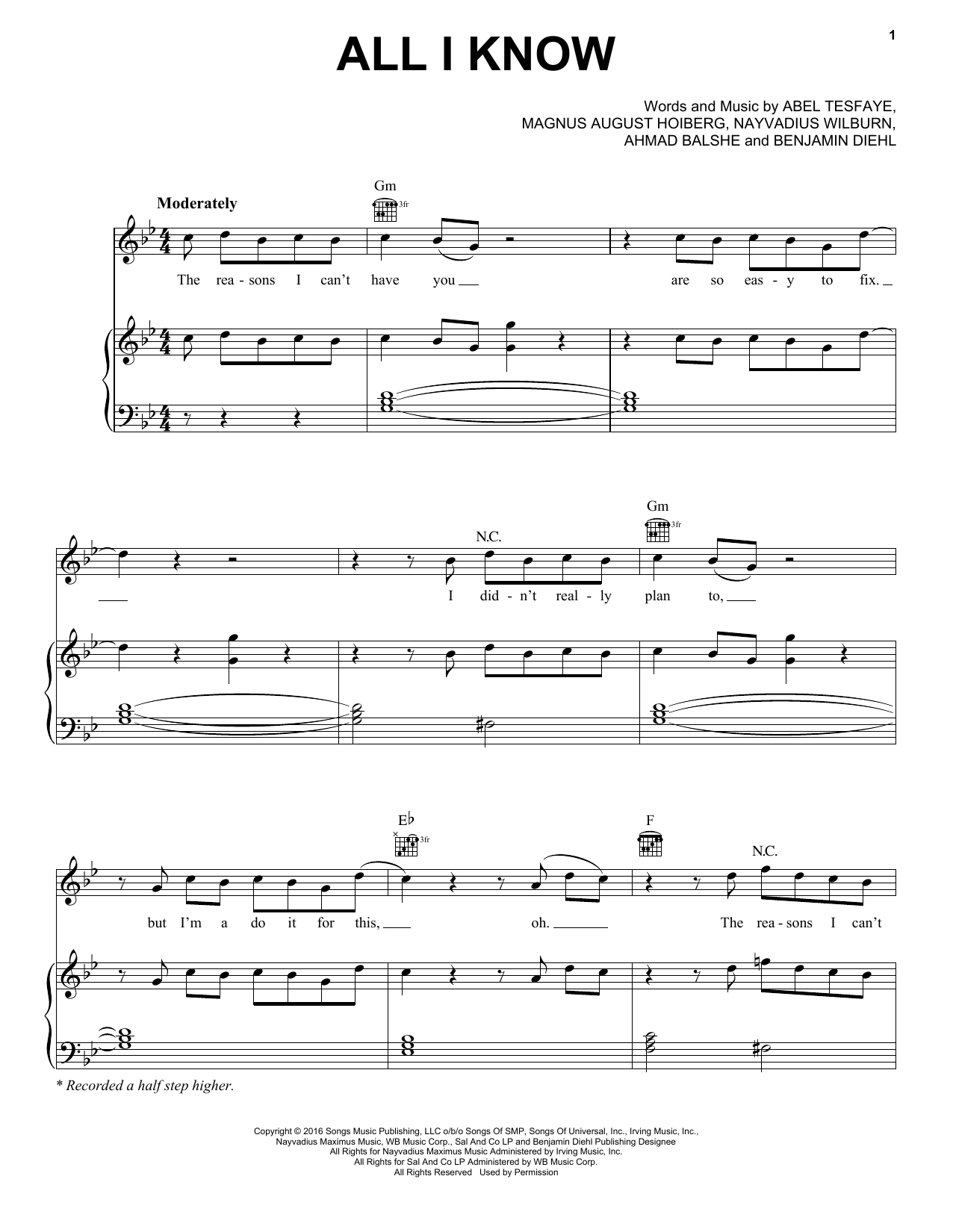 Download The Weeknd All I Know Sheet Music