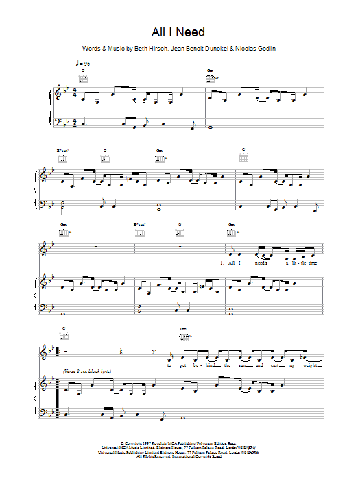 Download Air All I Need Sheet Music