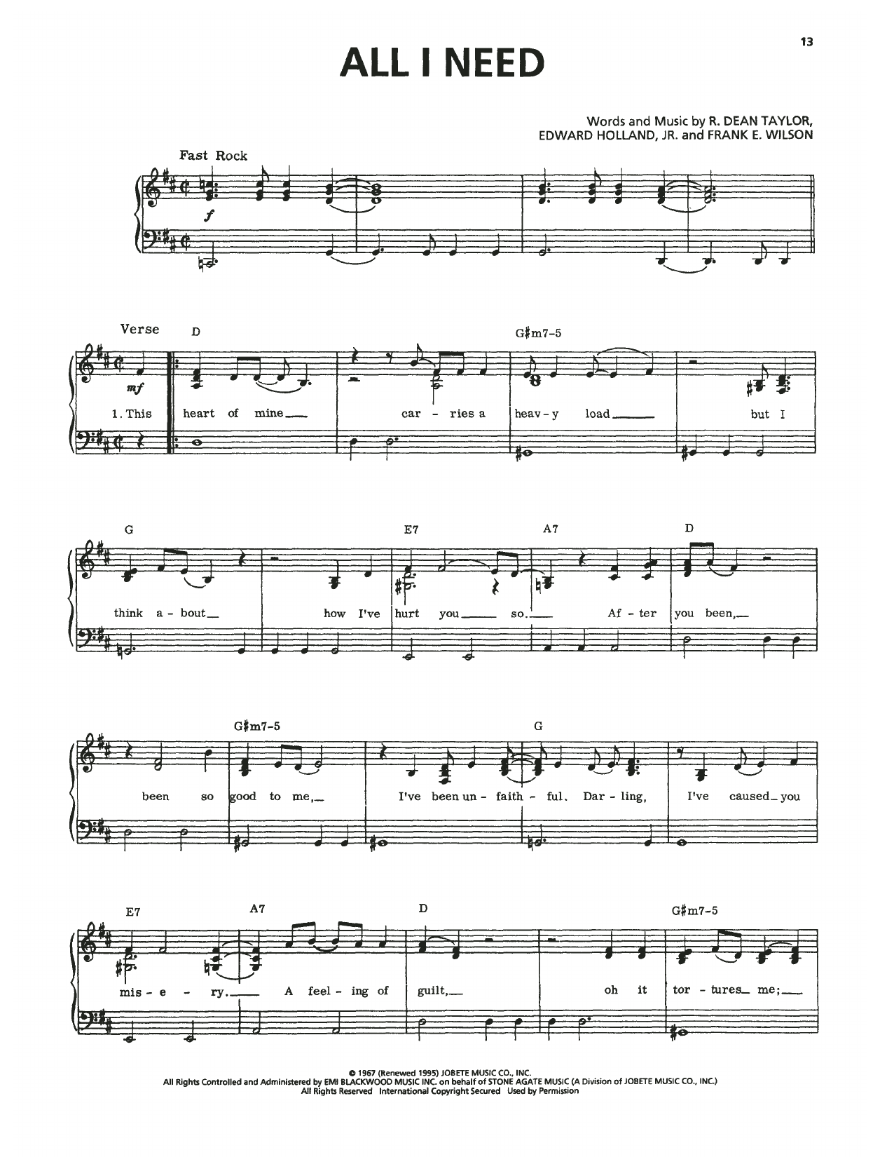 Download The Temptations All I Need Sheet Music