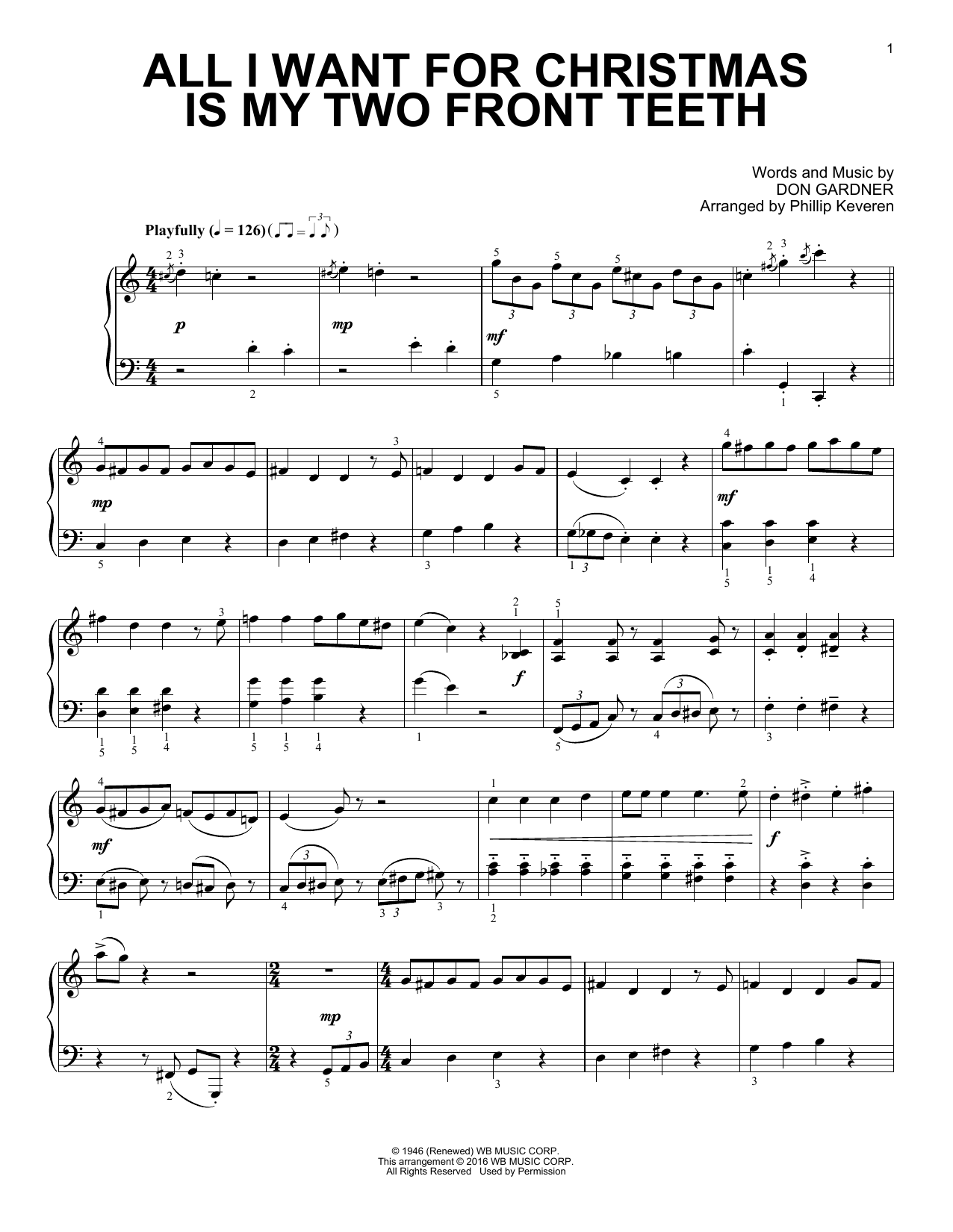 Download Phillip Keveren All I Want For Christmas Is My Two Fron Sheet Music