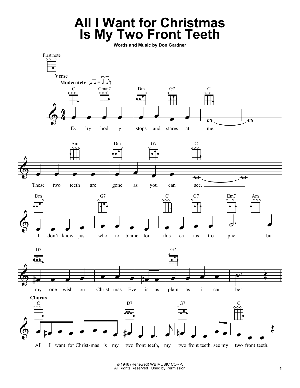 Download Spike Jones and his City Slickers All I Want For Christmas Is My Two Fron Sheet Music
