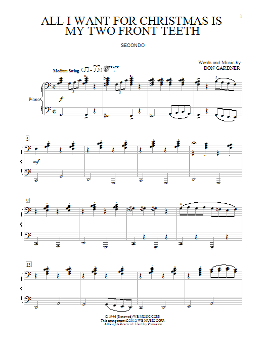 Download Don Gardner All I Want For Christmas Is My Two Fron Sheet Music