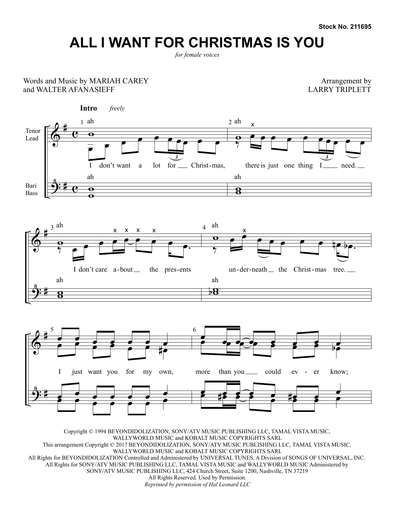 Download Mariah Carey All I Want For Christmas Is You (arr. L Sheet Music