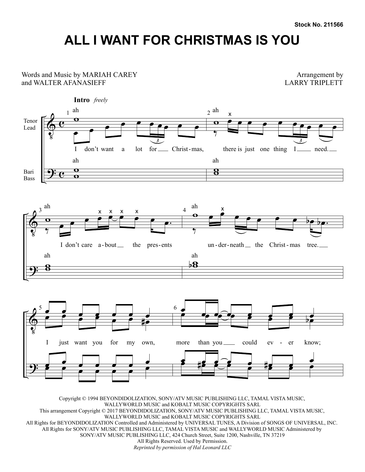 Download Mariah Carey All I Want For Christmas Is You (arr. L Sheet Music