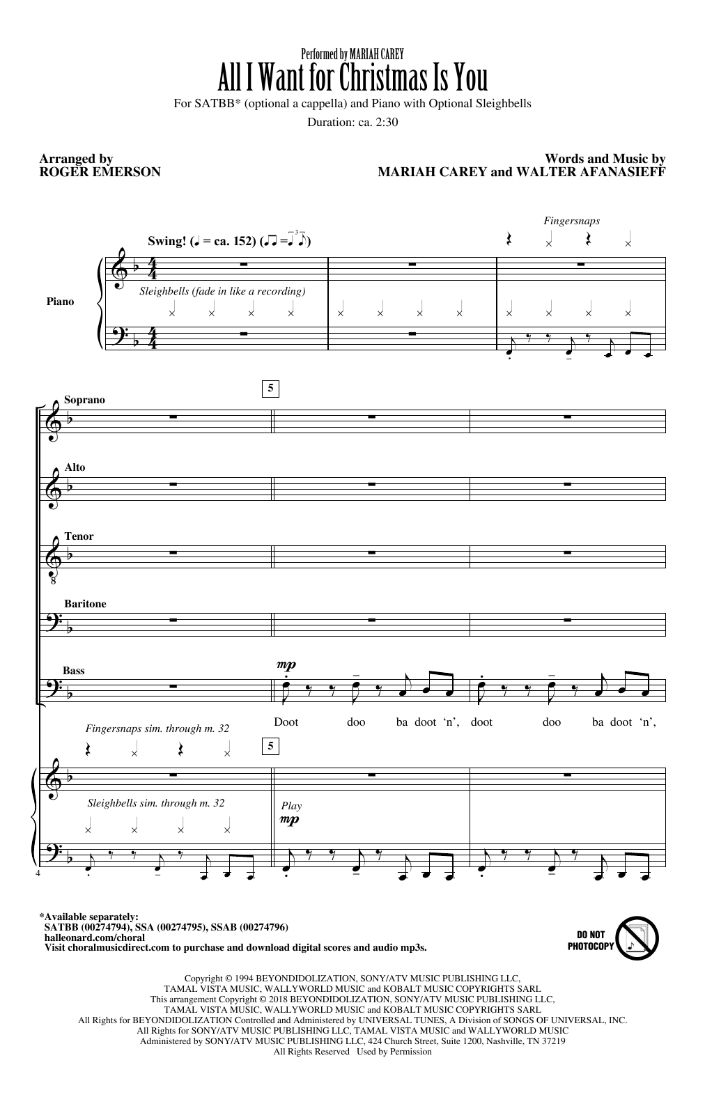 Download Mariah Carey All I Want For Christmas Is You (arr. R Sheet Music