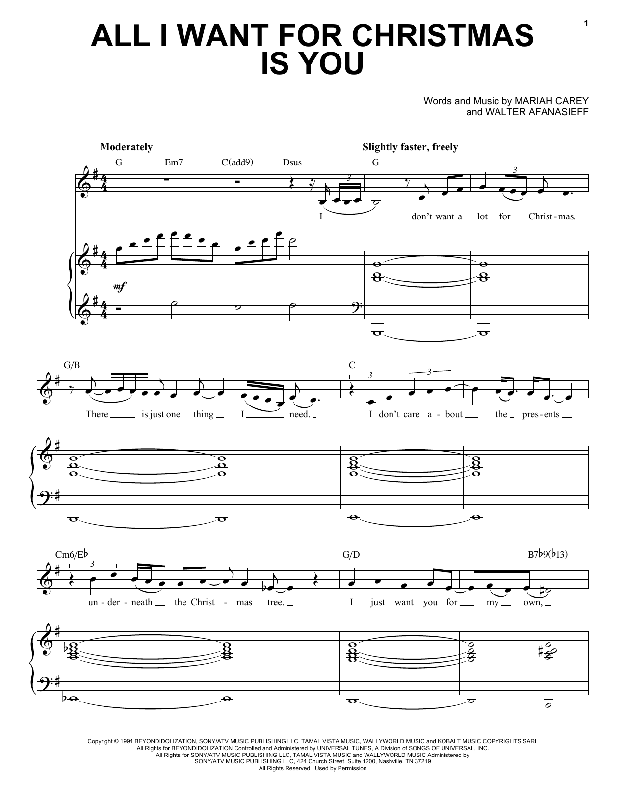 Download Mariah Carey All I Want For Christmas Is You Sheet Music